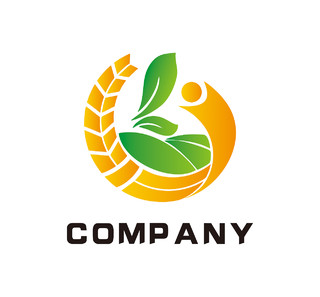 农业logo禾苗logo圆形logo黄色绿色logo